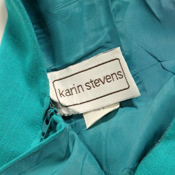 KARIN STEVENS Sleeveless Green Dress Sz 8 US - Picture 5 of 12